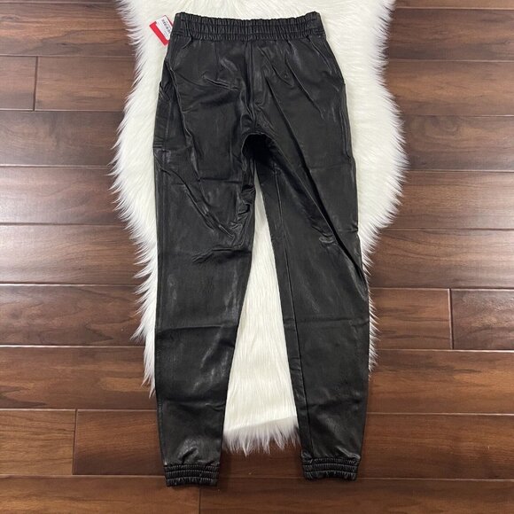 Spanx Size Small Noir Black Faux Leather Like‎ Jogger Pants - Picture 8 of 10